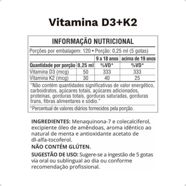 Vitamina D3 + K2 Vegano 120 Doses 30ml Ocean Drop Imagem de Vitamina D3 + K2 Vegano 120 Doses 30ml Ocean Drop