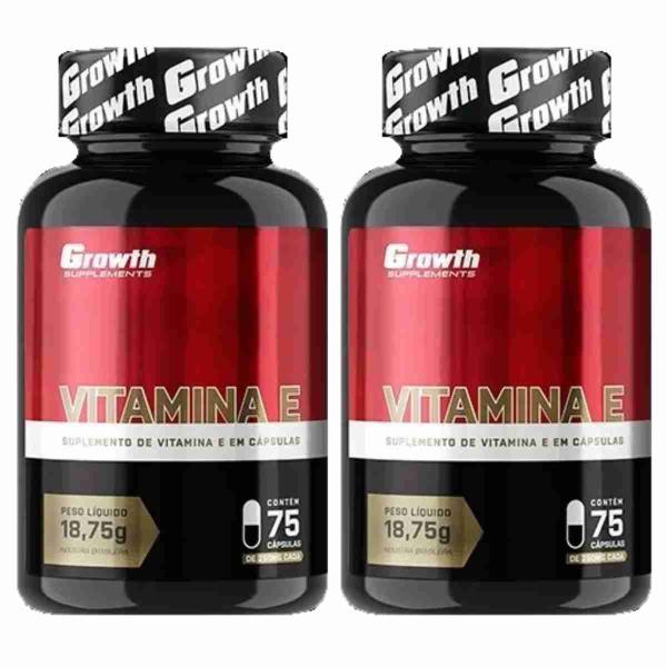 Imagem de Vitamina E 75 Cápsulas Growth Supplements Kit 2 Potes