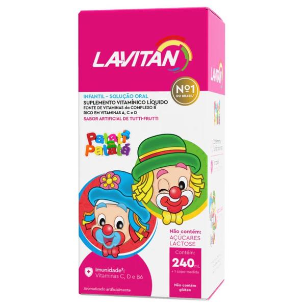 Vitamina Infantil Lavitan Sabor Tutti Fruti 240ml - Cimed Imagem de Vitamina Infantil Lavitan Sabor Tutti Fruti 240ml - Cimed