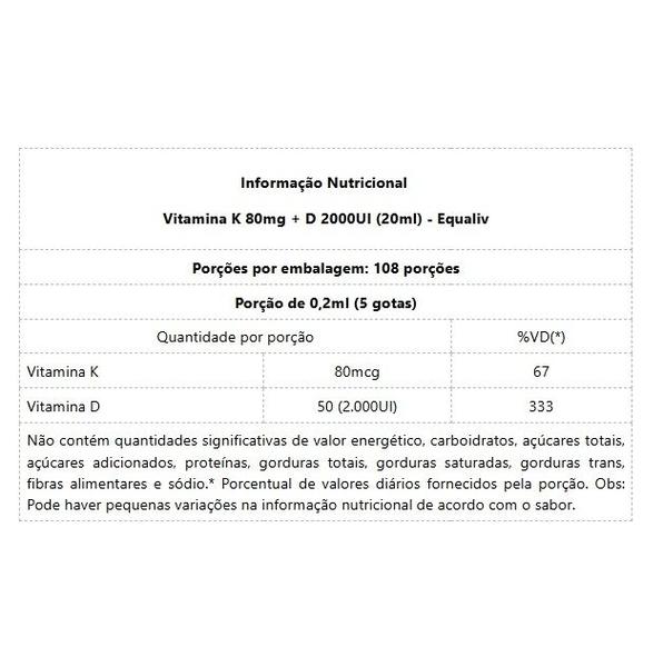 Imagem de Vitamina K 80mg + D 2000UI (20ml) - Padrão: Único