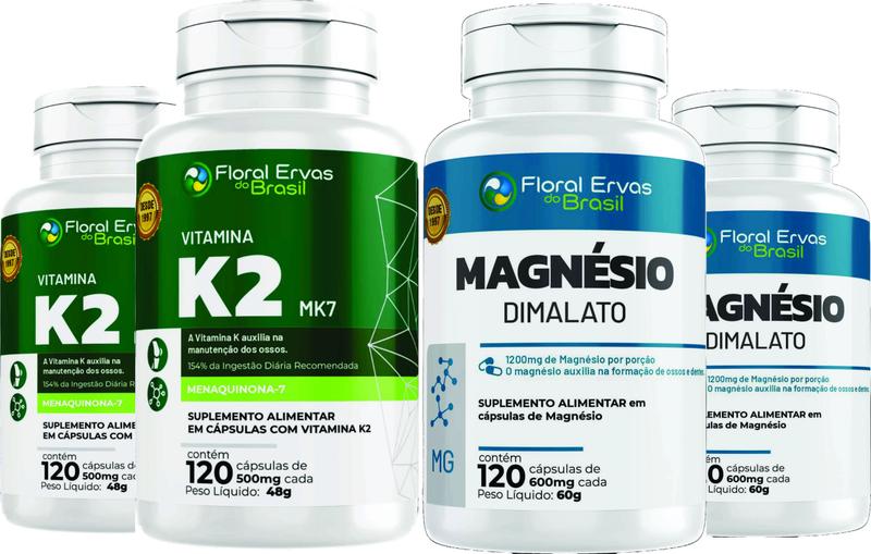 Imagem de Vitamina K2 120 caps  + Magnesio Dima lato  120 caps 1 frasco de cada  total de 240 cápsulas