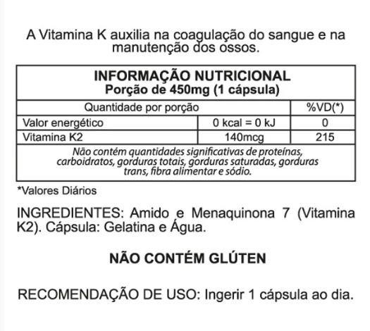 Imagem de Vitamina K2 ( Menaquinona 7 MK-7 ) 60 cap - Duom