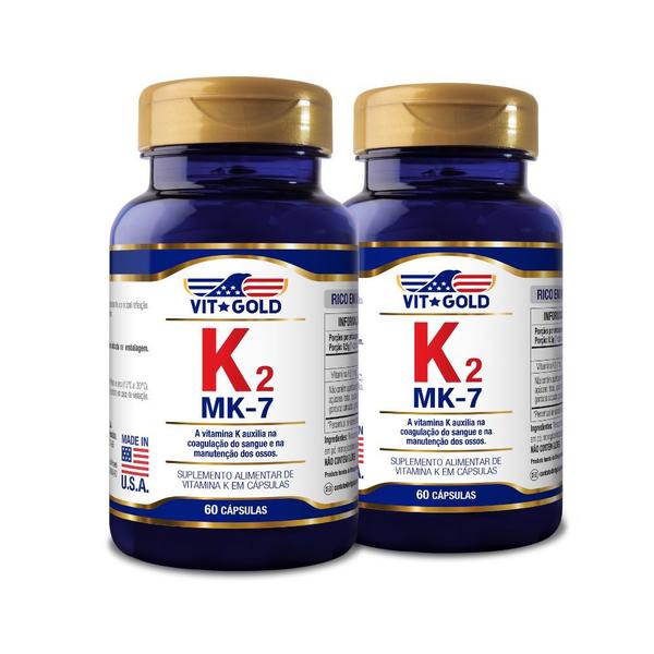 Imagem de Vitamina K2 MK-7 100mcg Vitgold Kit 2x 60 Caps.