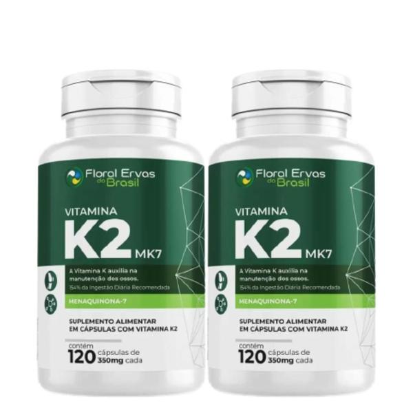 Imagem de Vitamina K2 Mk7 120 Cápsulas 350Mg - Floral Ervas 2 Frascos