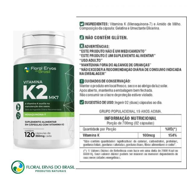 Imagem de Vitamina K2 Mk7 360 Cápsulas Menaquinona 7 3x 120 caps 500mg