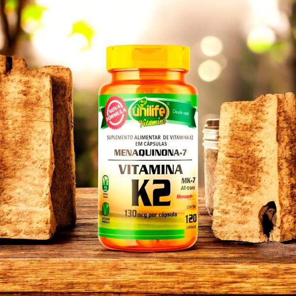 Imagem de Vitamina K2 Mk7 Menaquinona 120 Cápsulas Unilife