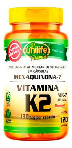 Imagem de Vitamina K2 Mk7 Menaquinona 3 X 120 Cápsulas Unilife