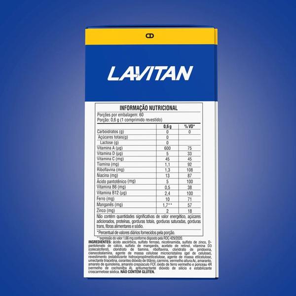 Vitamina Lavitan A-Z Homem Polivitamínico 60 Cpr - Cimed Imagem de Vitamina Lavitan A-Z Homem Polivitamínico 60 Cpr - Cimed