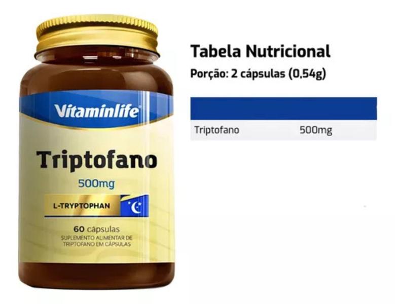 Imagem de Vitamina Triptofano 500mg Pote com 60 Cápsulas - Vitaminlife