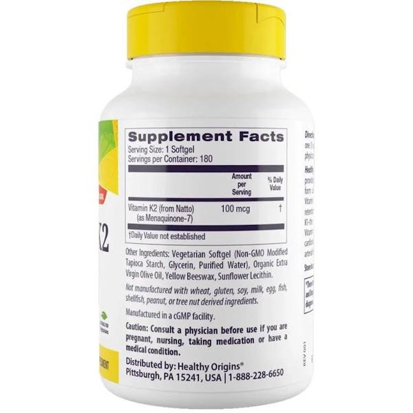 Vitamina Vitamin K2 Mk7 100 Mcg (180 softgels) Healthy Origins Importado Imagem de Vitamina Vitamin K2 Mk7 100 Mcg (180 softgels) Healthy Origins Importado