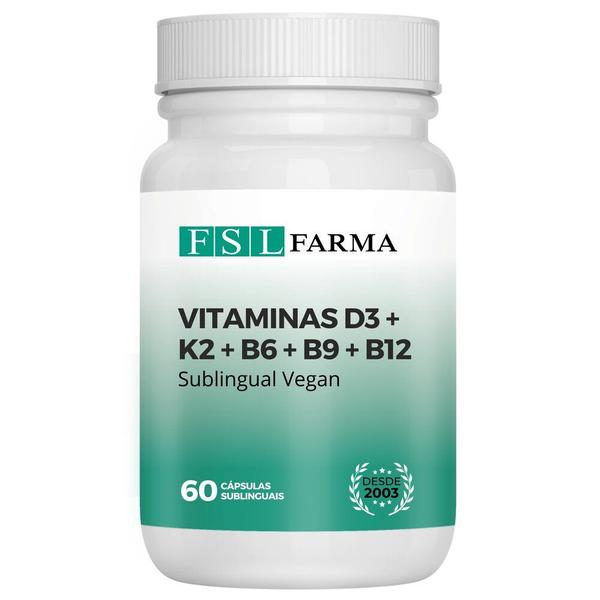 Imagem de Vitaminas D3 10.000Ui + K2 + B6 + B9 + B12 60  Cápsulas Sublingual Vegan