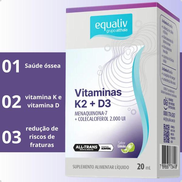 Imagem de Vitaminas K2 + D3 2000UI 20ml Equaliv