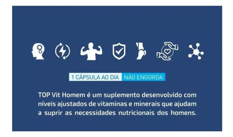 Imagem de Vitaminas Minerais Topvit Homem Zero Açucar 60caps Eurofito