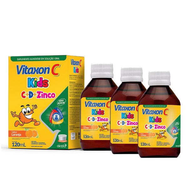 Imagem de Vitaxon C Kids Solução Oral Sabor Laranja 120mL Kit c/ 3 Un