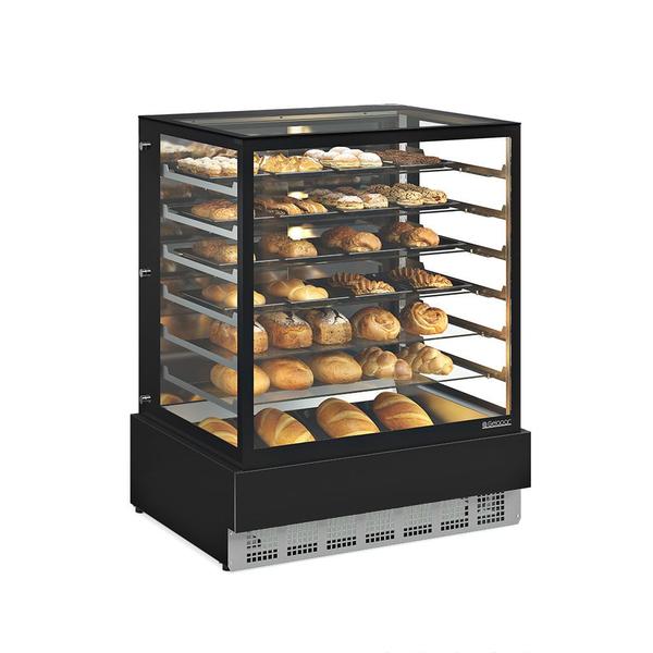 Imagem de Vitrine Neutra/Seca MGEN-100PR c/ 6 Prateleiras Linha Conveniência Gourmet Full Glass e LED Perimetral - Gelopar