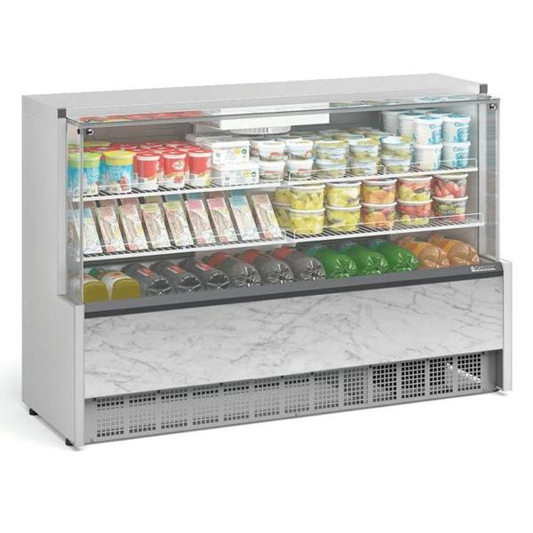 Imagem de Vitrine Refrigerada Ar Forçado GPFA-175R BR Branca Linha Aurora Gelopar Vidro Reto 1.75m