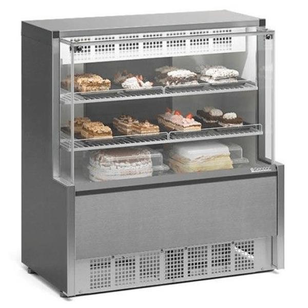 Imagem de Vitrine Refrigerada Confeitaria Dupla Função GPEA-110R TI - Tipo Inox Linha Aurora Vidro Reto 1.10m - Gelopar