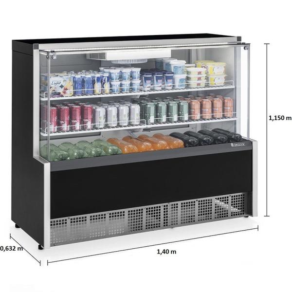 Imagem de Vitrine Refrigerada Exposição de Bebidas, Frios e Laticinios GPFA-140R PR Gelopar Preta 127v