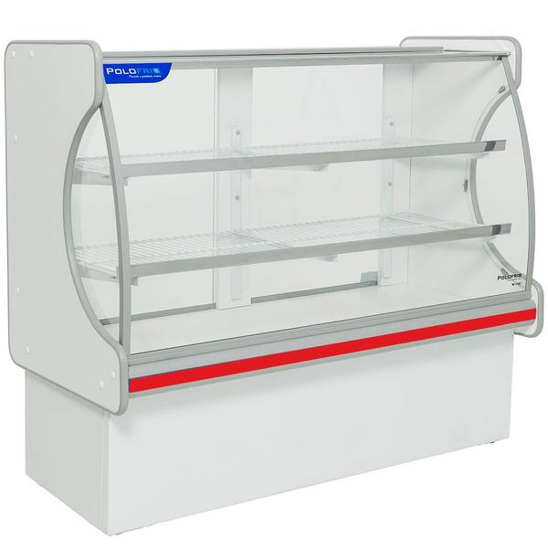 Vitrine Seca 150 cm Vidro Semi Curvo S/ Refrigeração Pop Luxo 6008 PoloFrio - Polo Frio Imagem de Vitrine Seca 150 cm Vidro Semi Curvo S/ Refrigeração Pop Luxo 6008 PoloFrio