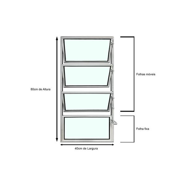 Imagem de Vitro Basculante Branco 80 X 40 Vidro Liso