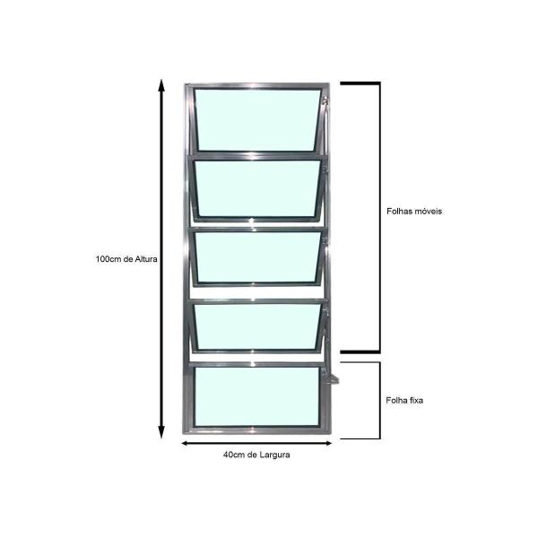 Imagem de Vitro Basculante Brilhante 100 X 40 Vidro Liso