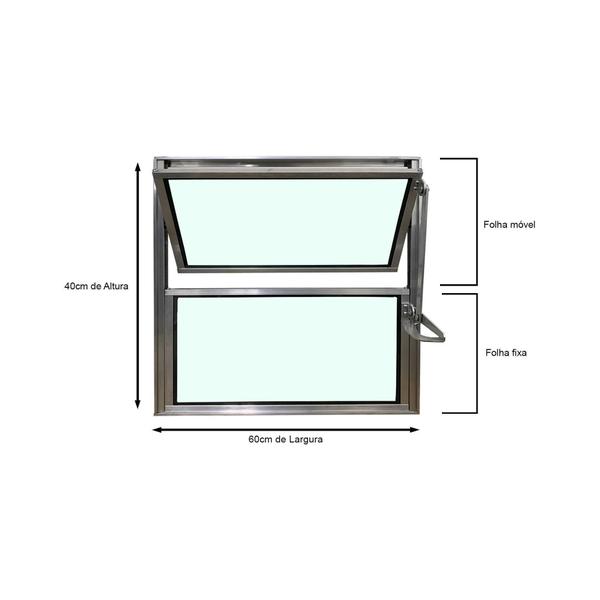 Imagem de Vitro Basculante Brilhante 40 X 60 Vidro Liso