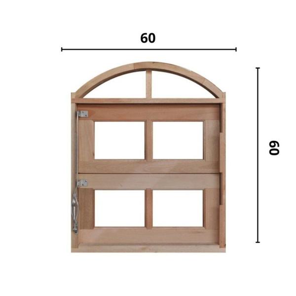 Imagem de Vitrô Basculante de Madeira Mista em Arco 60 x 60 Natural