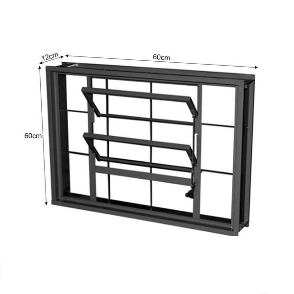 Imagem de Vitrô Basculante em Aço com Grade Quadriculada 60x60 R120 Tradição