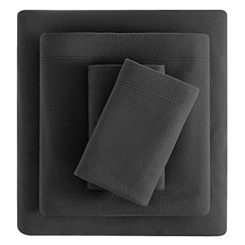 Imagem de Viviland Plush Micro Fleece Queen Bed Sheet Set - Lençóis de Veludo de Veludo Polar Suave - Lençóis de Flanela de Inverno Extra Quente com Bolso Profundo - Preto - Queen