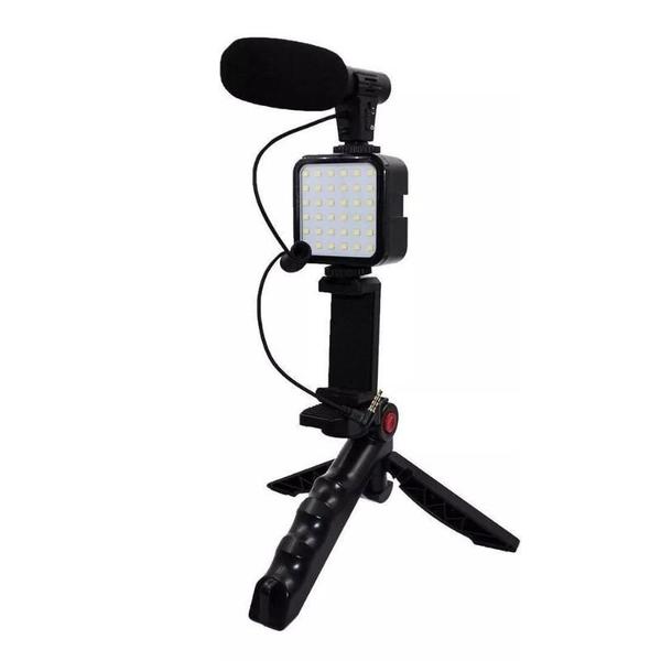 Imagem de Vlogging Kit Filmagem Microfone Tripé Luz Youtubers Celular