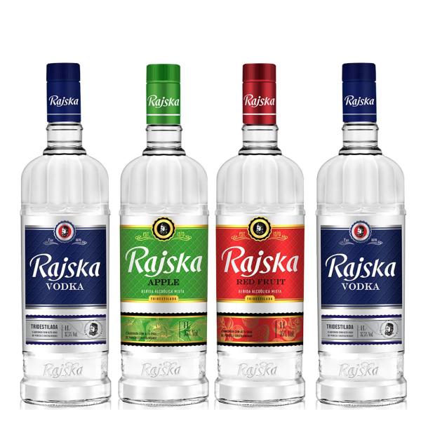 Imagem de Vodka Rajska  Trad. 02 Un,   Rajska BM Ap 1 Un , Rajska  BM Red Fruits 1 Un  1L cada