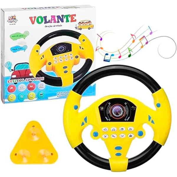 Imagem de Volante de Brinquedo com Botões Interativos Efeitos Sonoros para Bebês com Músicas