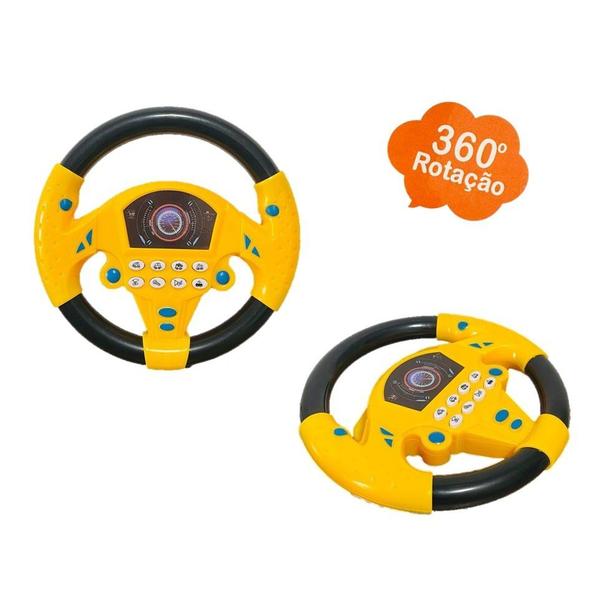 Imagem de Volante Educativo Brinquedo Musical Infantil Interarivo Com Sons e Luzes Amarelo ENVIO RÁPIDO