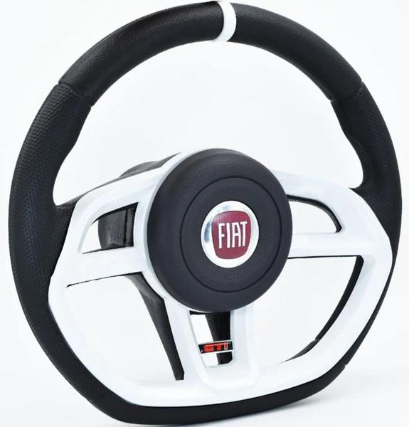 Imagem de Volante Esportivo Branco Para Fiat Punto - 2007 - 2012 + Cubo