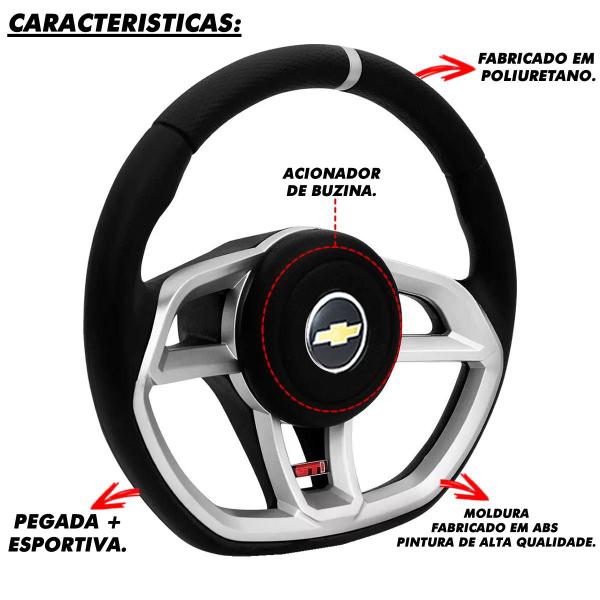 Imagem de Volante Esportivo Corsa Joy Max Premium Astra Vectra 99 em diante Sem Air-Bag Gti + Cubo tampa Gm