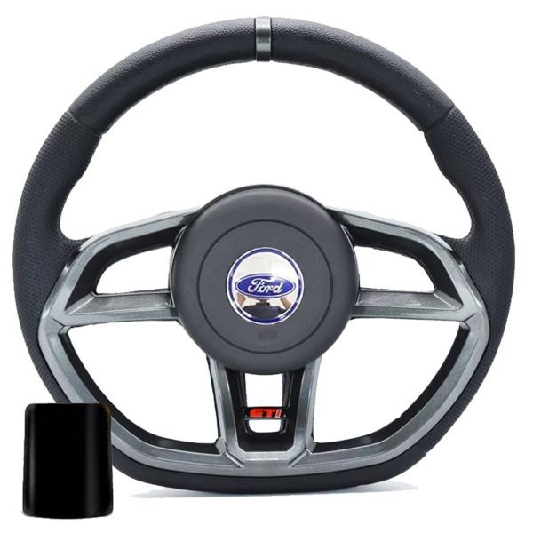 Imagem de Volante Esportivo Del Rey 1981 1991 Pampa 1982 1997 Golf Gti Ford tampa acionador de buzina + cubo