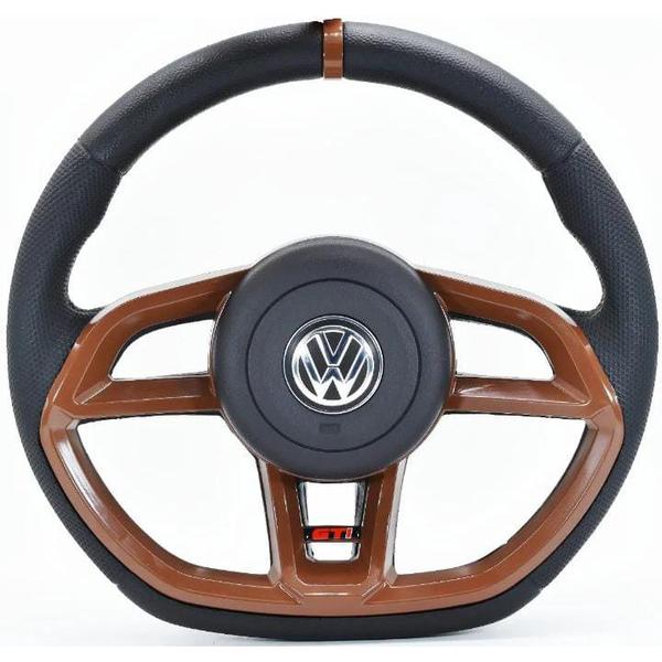 Imagem de Volante Esportivo Gti Marrom Fusca 1977 A 1987 Completo + Cubo