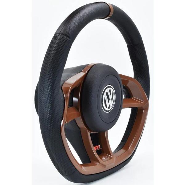 Imagem de Volante Esportivo Gti Marrom G5 Fox Gol Golf Polo Voyage G5 2009 A 2015 Com Cubo