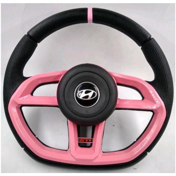 Imagem de Volante Esportivo Rosa Van Furgão Hr Hyundai + Cubo