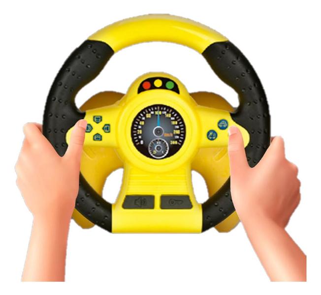 Imagem de Volante Giro 360 Brinquedo Som Música Com Alça Carro Ventosa