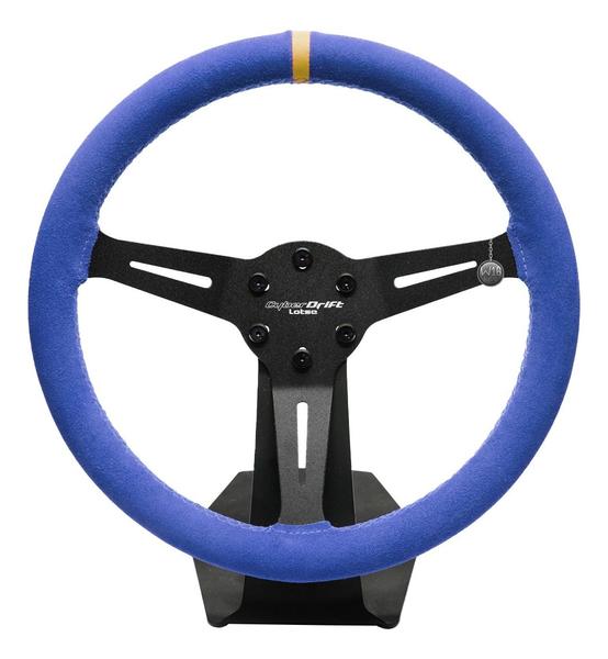 Imagem de Volante Lotse Cyber Drift Camurça Azul Tarja Amarela Simulador