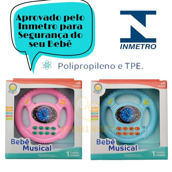 Imagem de Volante Musical Grande Brinquedo Infantil Com Som Rosa/azul 