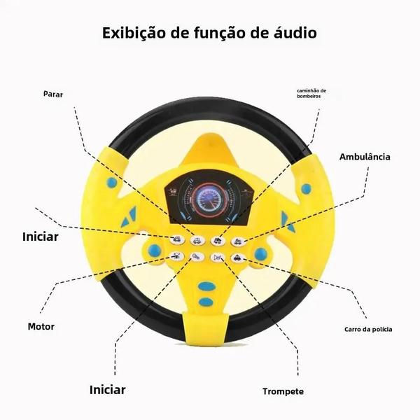 Imagem de Volante Musical Infantil Educacional - Brinquedo Elétrico com Som e Carrinho de Empurrar