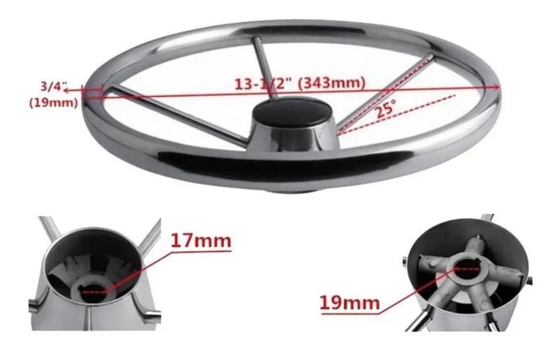 Imagem de Volante Náutico Barcos Lanchas Em Inox 343mm