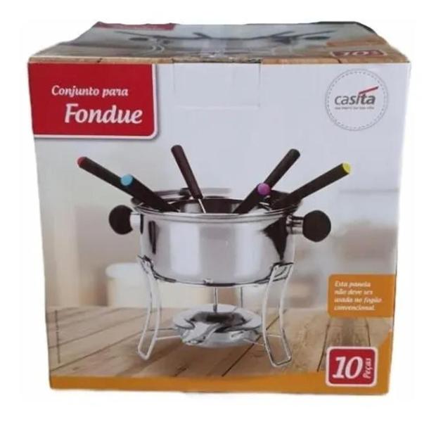 Imagem de Voltar Jogo Panela Conjunto P/ Fondue Aço Inox Com 10 Peças