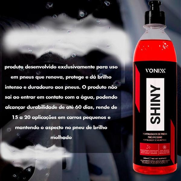 Imagem de Vonixx Shiny 500ml Exclusivo Pneus Rende 15 a 20 Aplicacoes