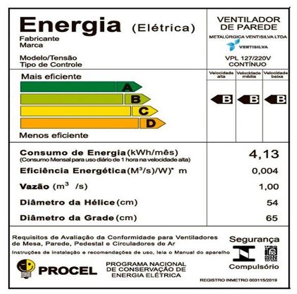 Imagem de VPL - Ventilador de Parede 65 cm Preto e Cromado - Ventisilva