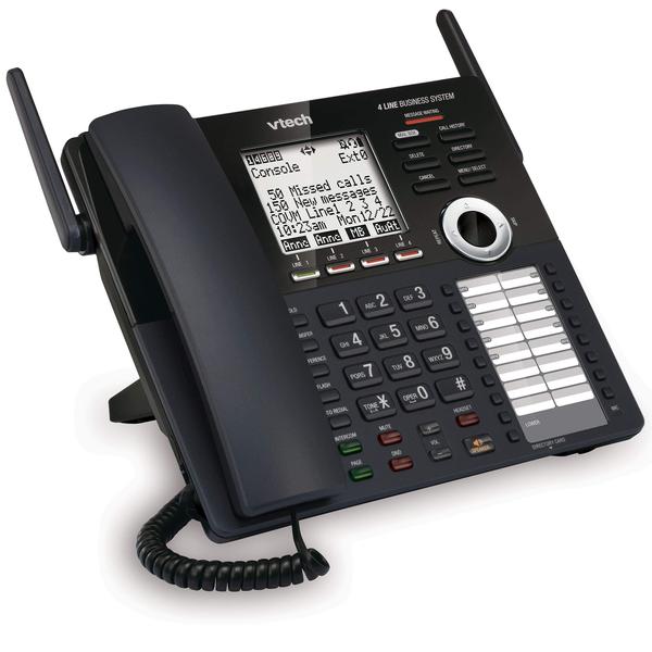 Imagem de VTech AM18447 Main Console 4-Line Expansível Small Business Office Phone System com secretária eletrônica, interfone, atendedor automático e música em espera, preto