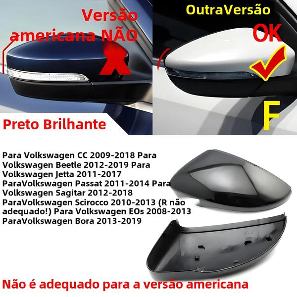 Imagem de VW Passat B7 Scirocco Beetle CC Eos JETTA MK6 Substituição Da Capa Do Espelho Retrovisor De Fibra De