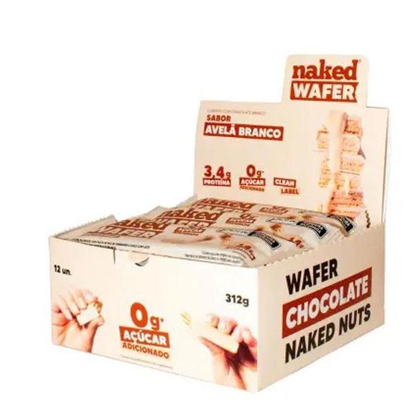 Imagem de Wafer Avelã Branco Com Proteína Naked Nuts (Cx 12Un De 26G)